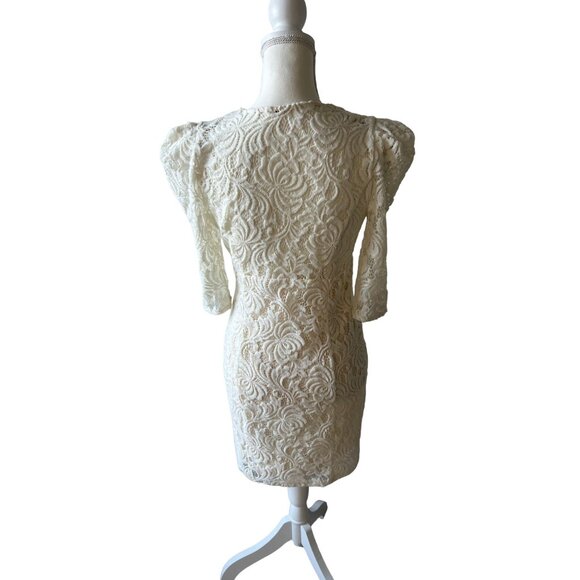 FREE PEOPLE Womens Cream Lace V Neck Dress Size Small - Picture 5 of 6